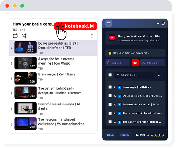 YouTube NotebookLM — import YouTube playlist to NotebookLM